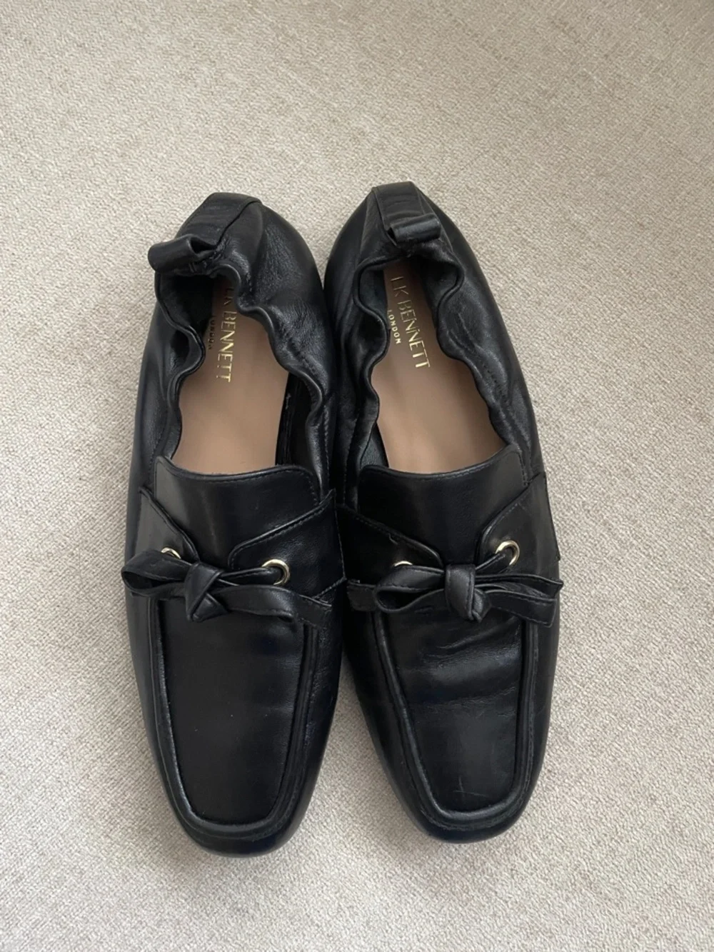 LK Bennett Maude Nappa Leather Bow Loafers- Size 9
